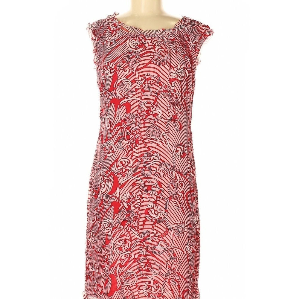 J. Peterman Size 2 Red White Swirl Shift Dress
